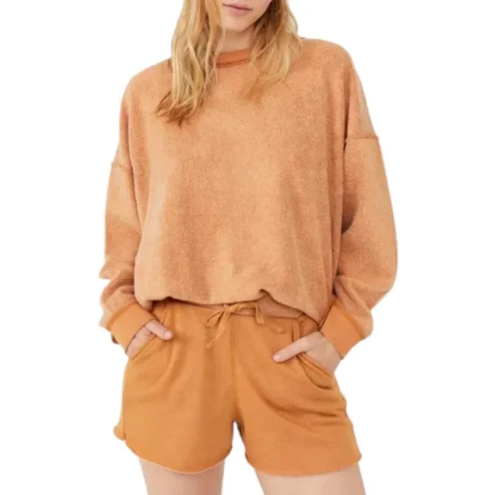 Free People Intimately Rust Orange Drawstring Waist Shorts Size S